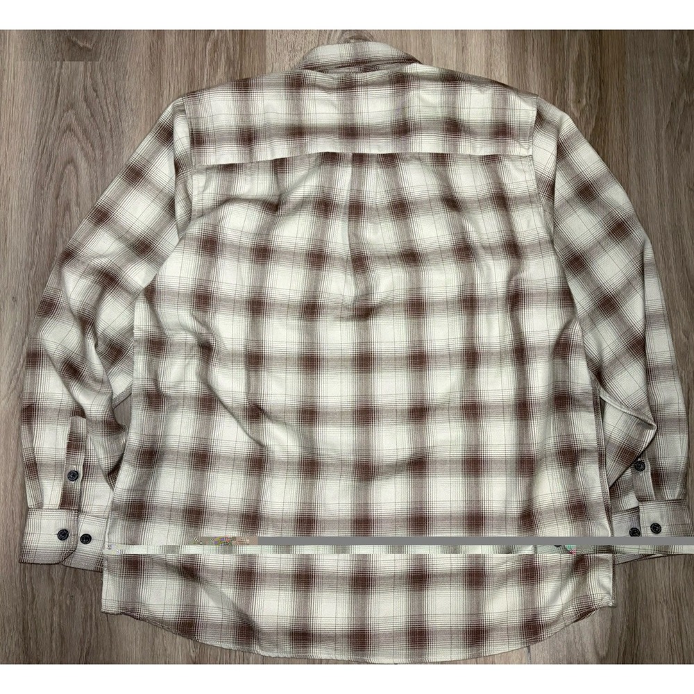 DIXXON Flannel Ordinance Men's‎ 2X Snap Button Brown Khaki Tan Plaid Shirt NWT - Picture 10 of 10